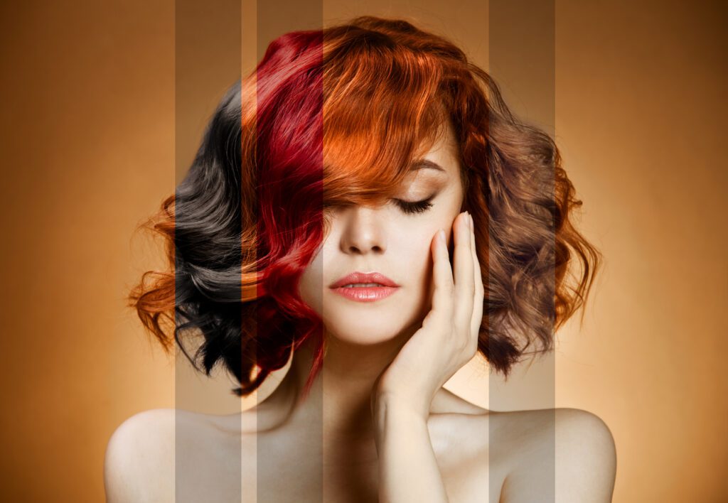 Woman With Different Hair Color Concept
